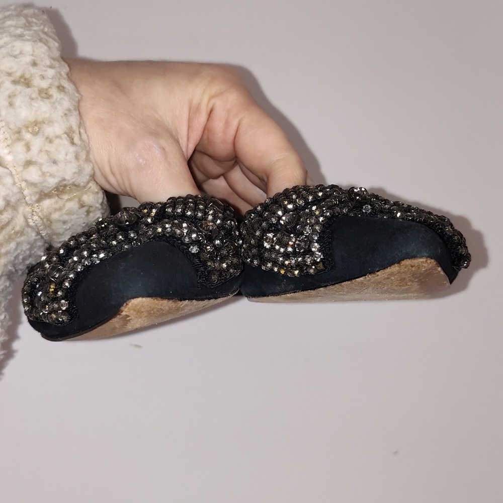 Tory Burch Esme Black Suede Rhinestones Flat Shoes-sz 6 - Picture 7 of 13